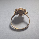 Vintage style opal & garnet 9ct yellow gold ring