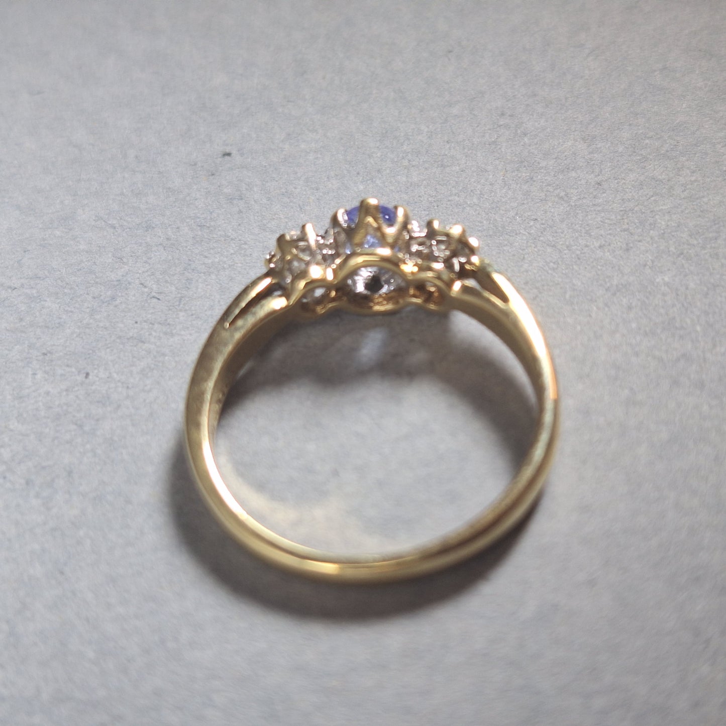 9ct Gold, Ceylon Sapphire and Diamond Ring