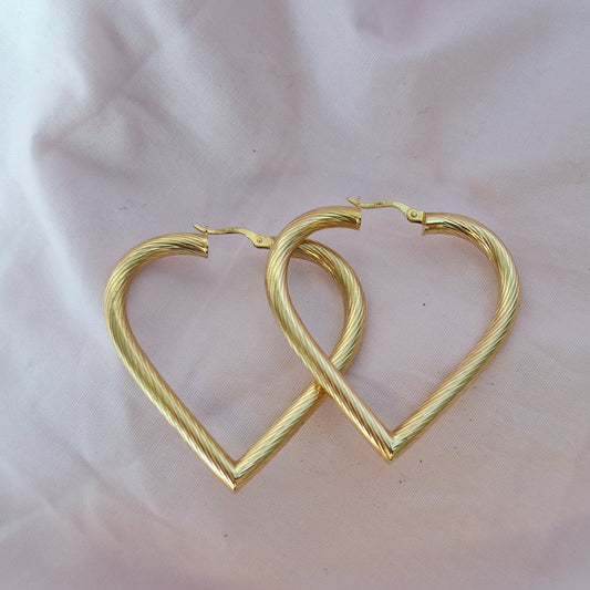 Large 9ct Heart Hoop Earrings