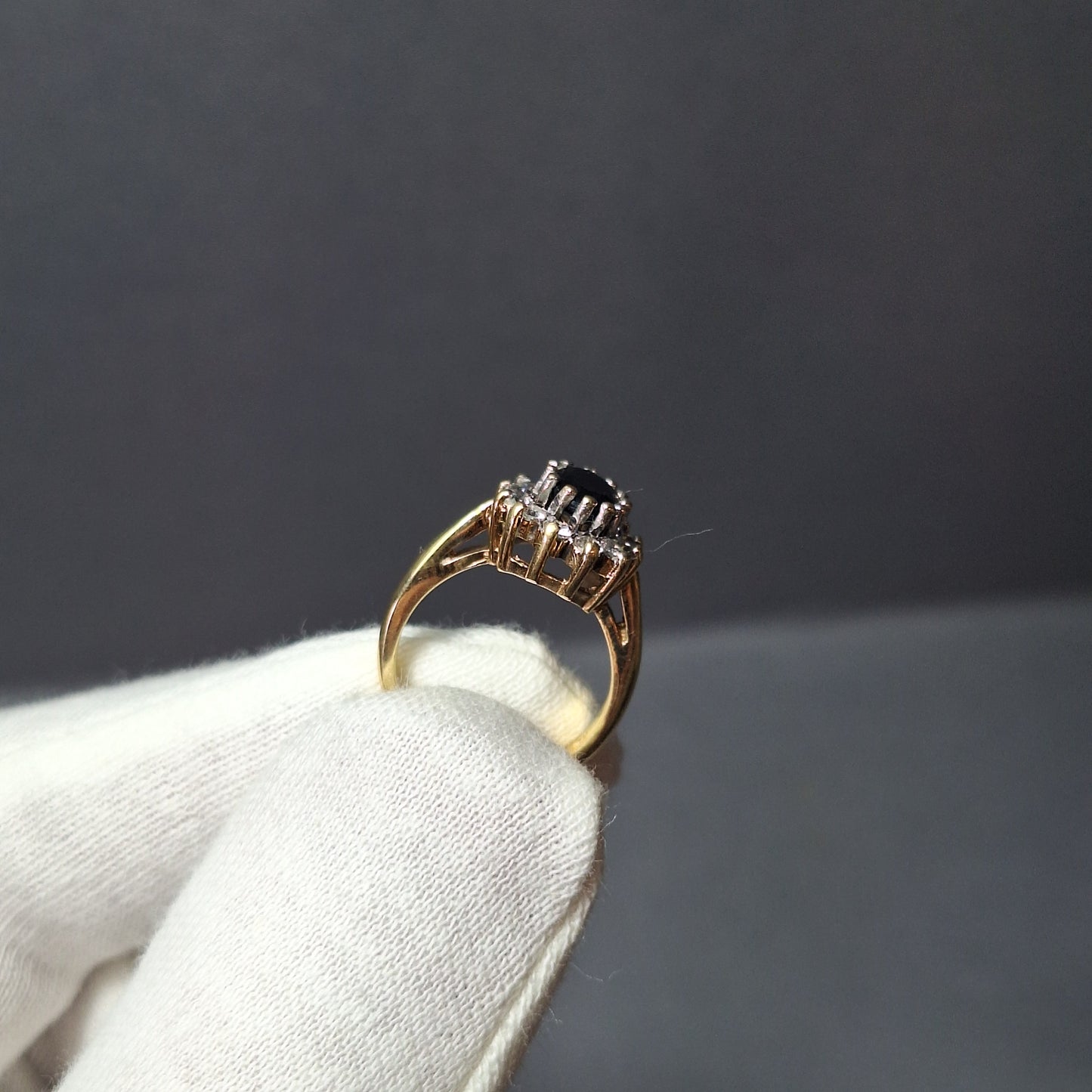 9ct Gold Sapphire Cubic Zirconia Dress Ring