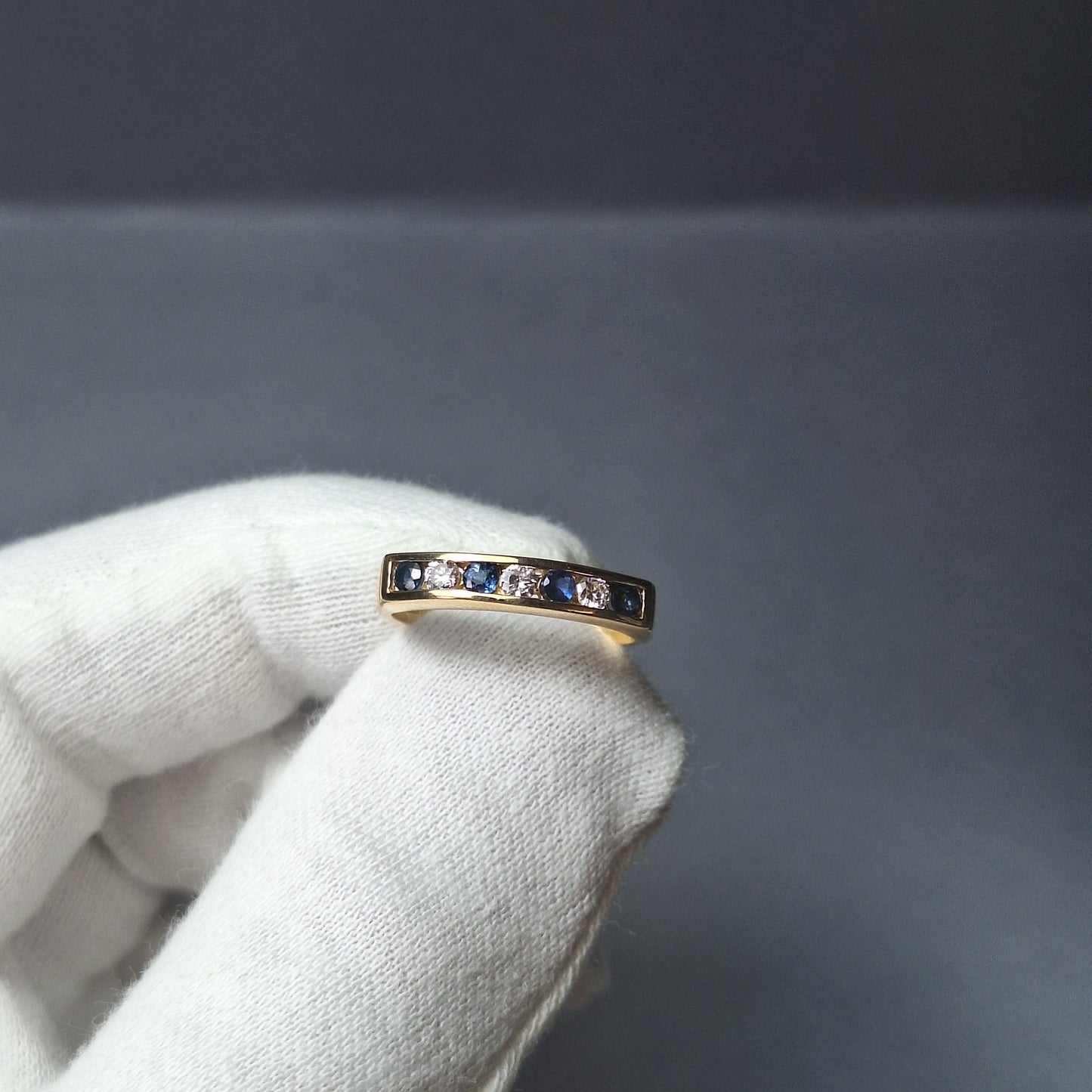 18ct Gold Sapphire and Diamond 1/2 Eternity Ring