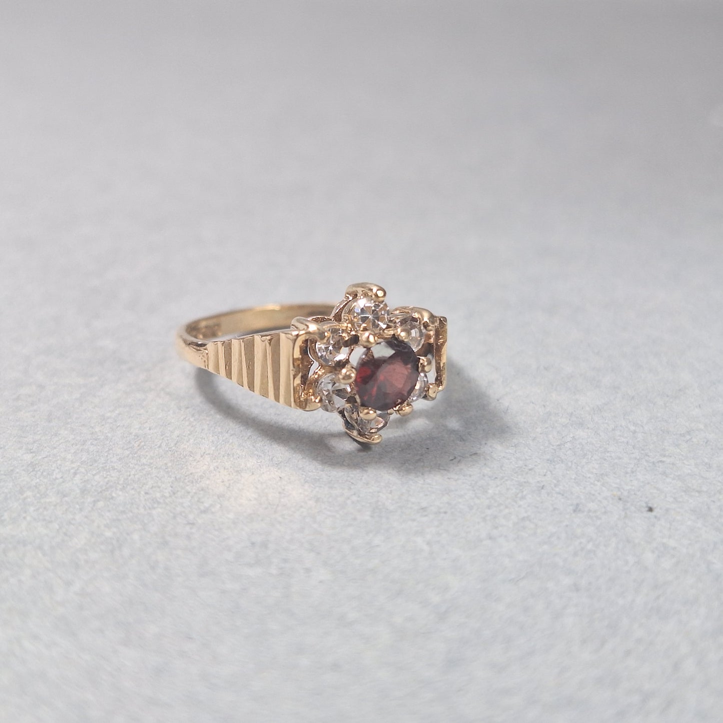 9ct Gold Garnet and Cubic Zirconia Dress Ring