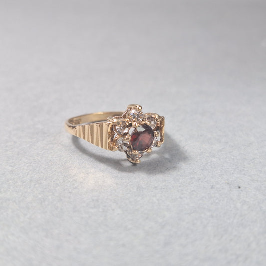 9ct Gold Garnet and Cubic Zirconia Dress Ring