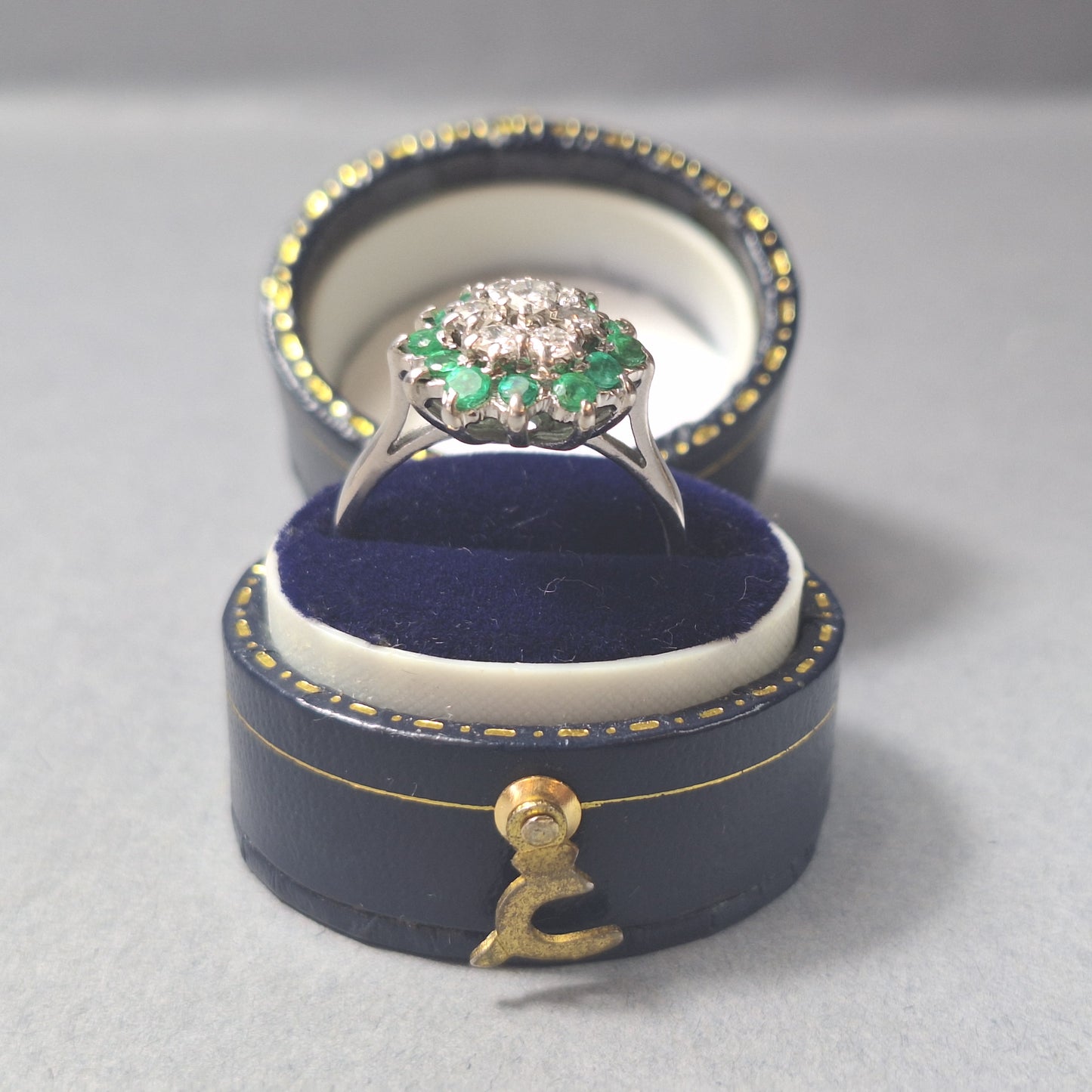 18ct White Gold, Emerald and Diamond Ring