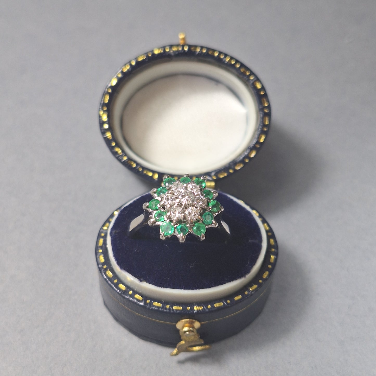 18ct White Gold, Emerald and Diamond Ring