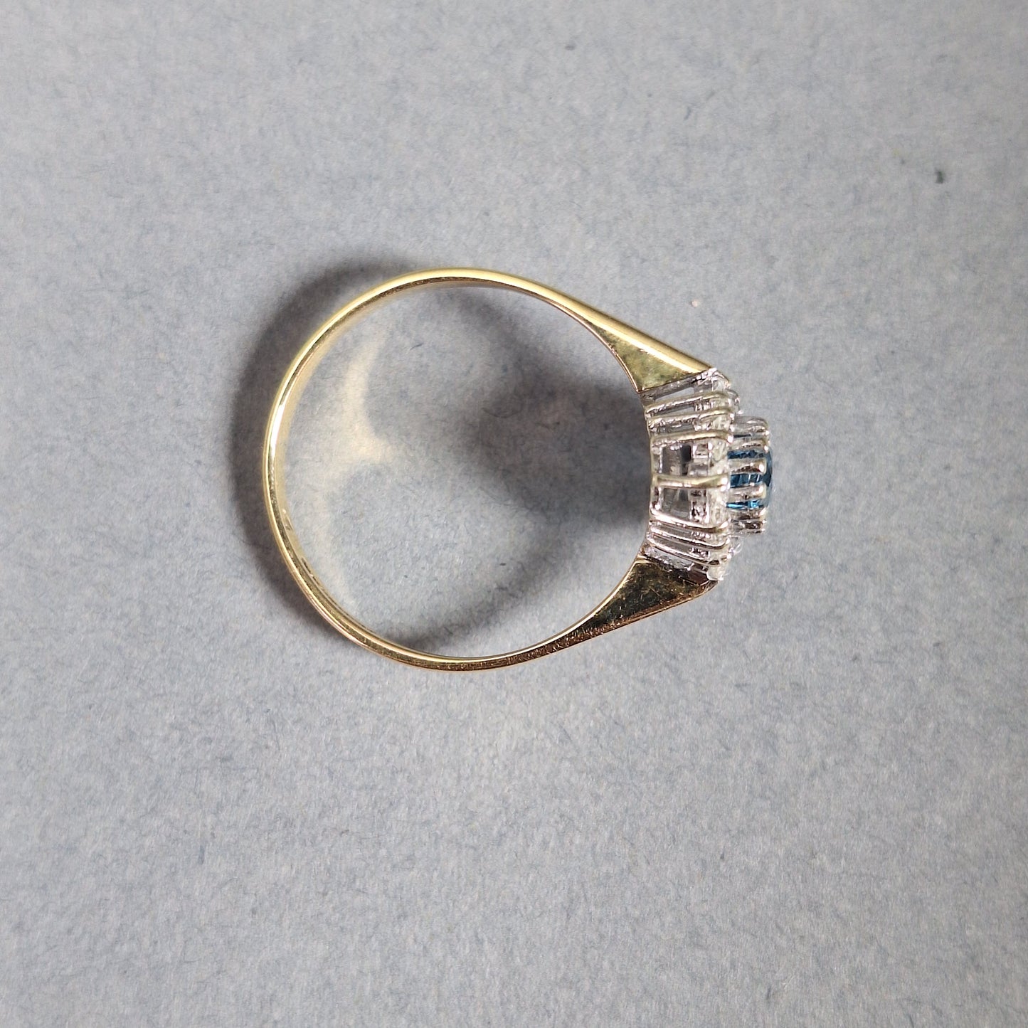 9ct Gold Blue Topaz and Diamond Dress Ring