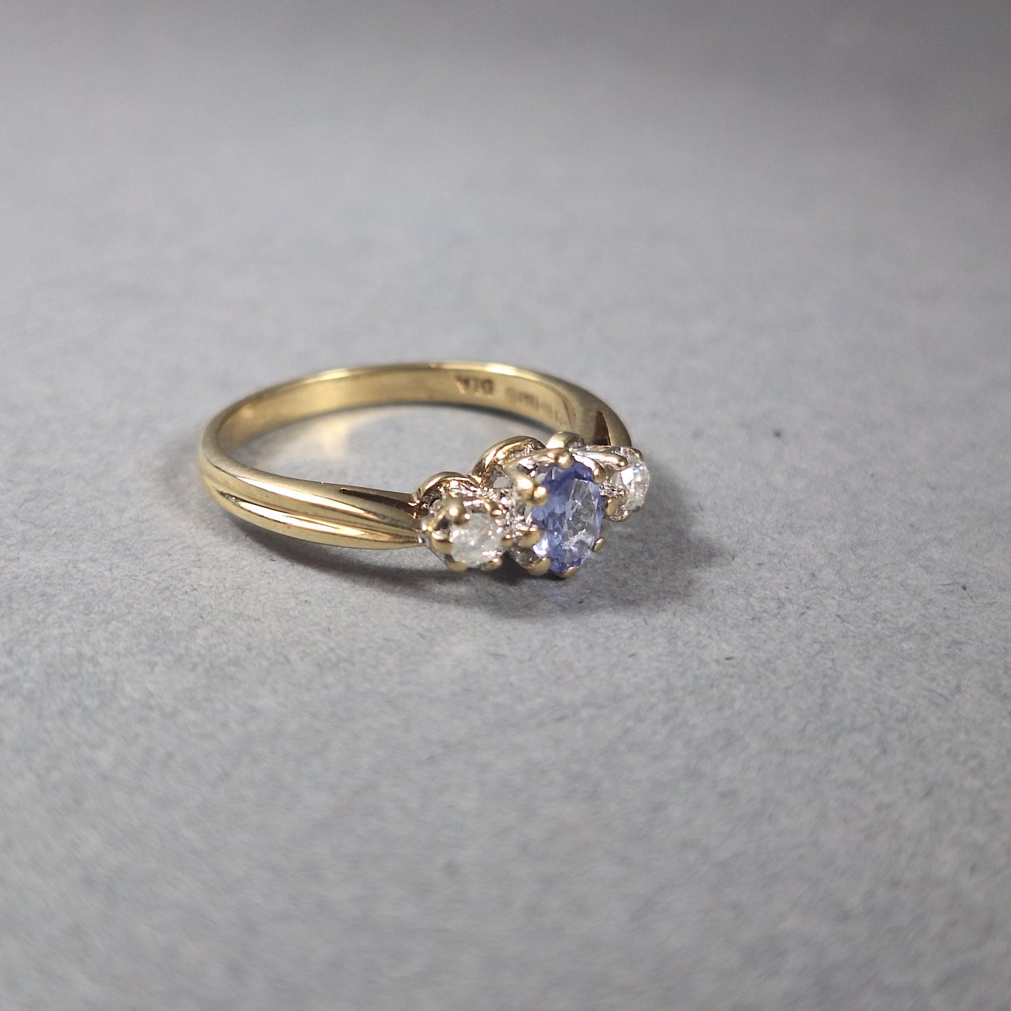 9ct Gold, Ceylon Sapphire and Diamond Ring