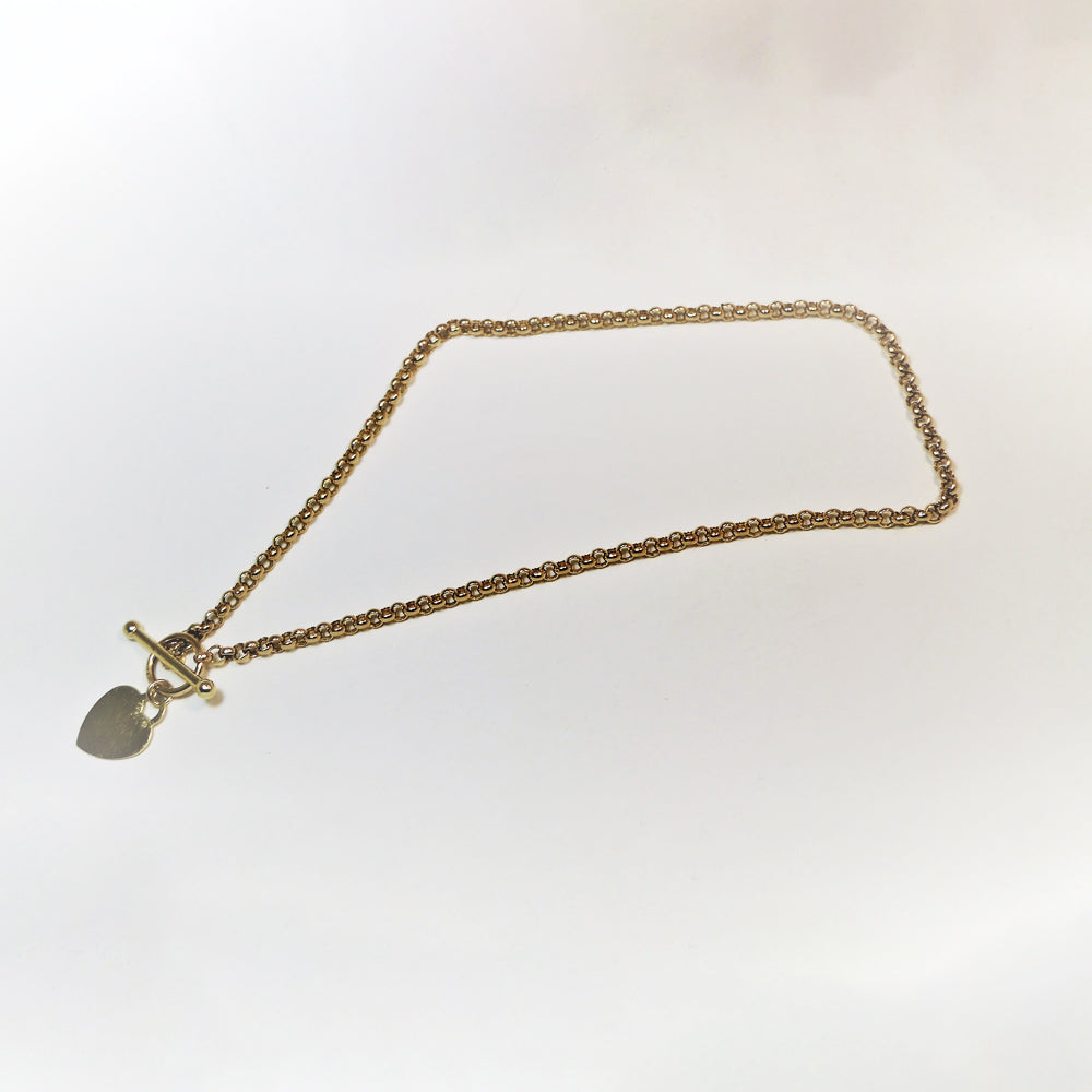Vintage 9ct Heart Gold Belcher Necklace