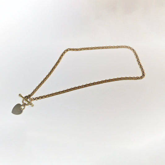 Vintage 9ct Heart Gold Belcher Necklace