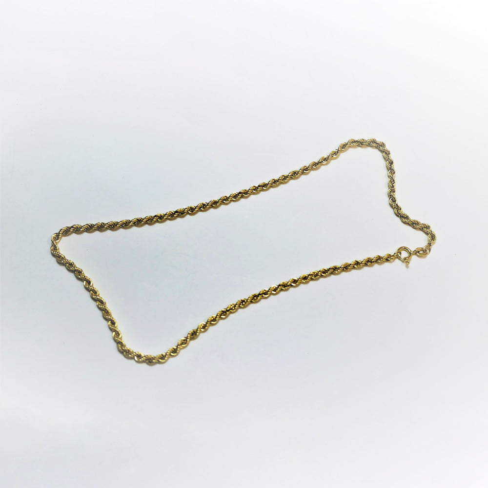 Vintage 9ct Gold Rope Chain 15"