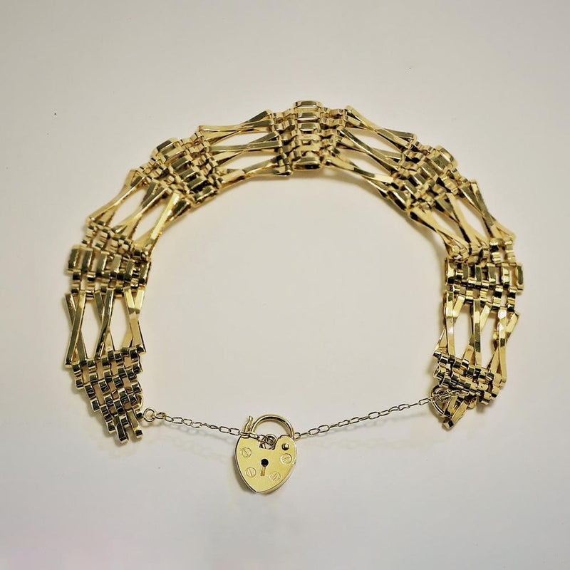 Vintage Yellow 9ct Gold Gate Bracelet