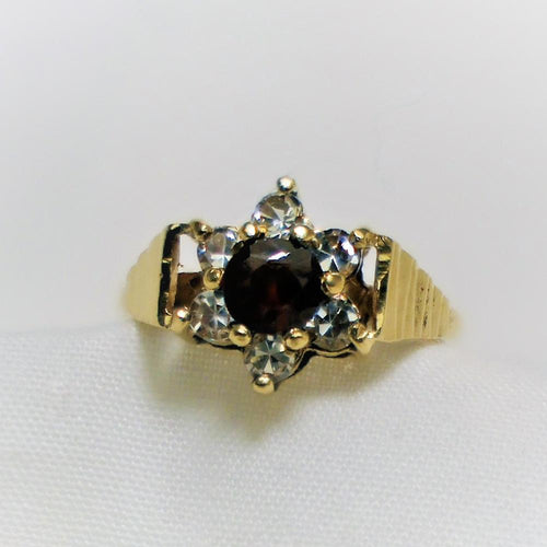 9ct Gold Garnet and Cubic Zirconia Dress Ring