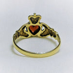 9ct Gold and Garnet Claddagh Ring