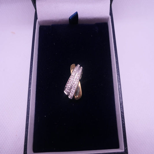 9ct Gold Diamond Crossover Pendant